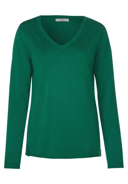 Basic V-Neck Pullover - 12097/lucky clover green