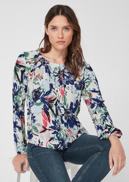 BLUSE LANGARM - 02A2/warm white AOP