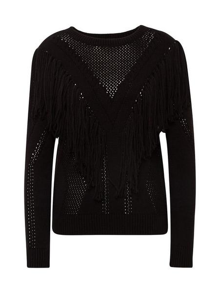pullover with fringes - 14482/Deep Black