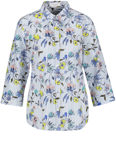 BLUSE 3/4 ARM BASIC FIT - 09087/ECRU/WEISS/BLAU ST