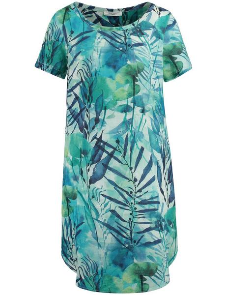 KLEID GEWEBE BASIC FIT - 05089/GRUEN/BLAU DRUCK