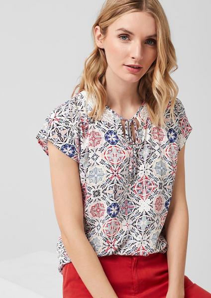 BLUSE KURZARM - 02A2/creme AOP