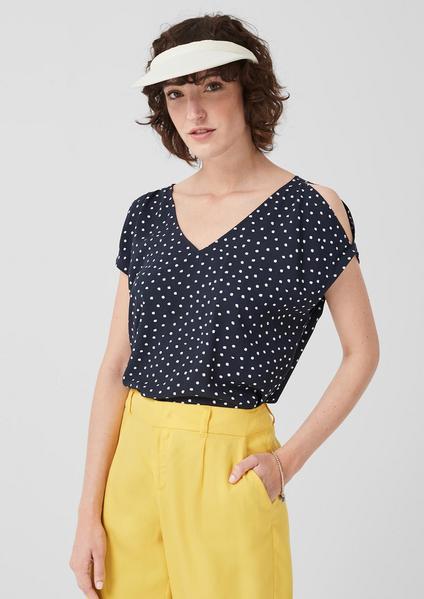 BLUSE KURZARM - 59B3/navy AOP dot