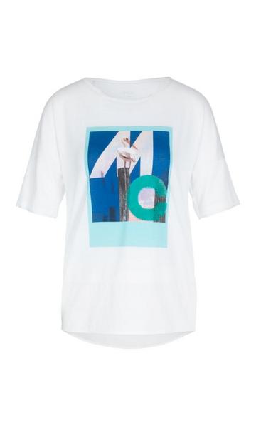 T-Shirt mit Druck und Pailletten