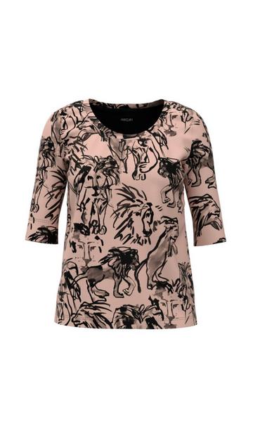 Halbarm-Shirt mit Lion Print