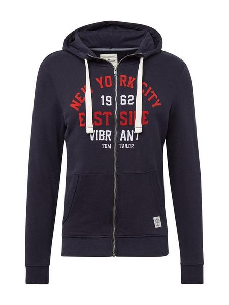 sweatjacket with chest artwork - 10690/Knitted Nav