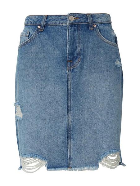 denim skirt - 10122/Destroyed Light Stone Blu
