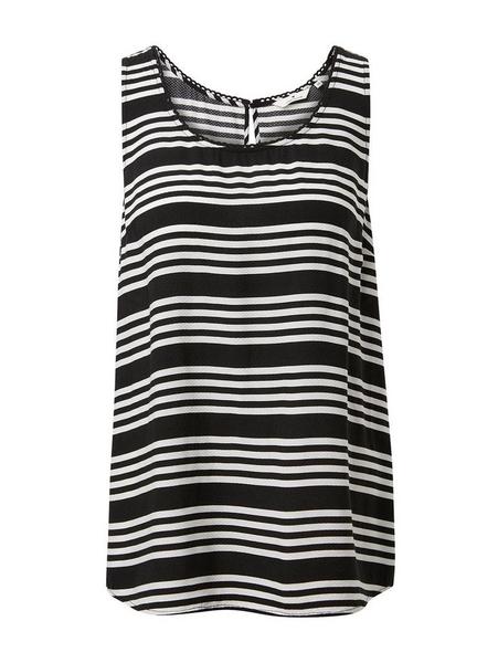 printed sleeveless blouse - 17265/black white stri