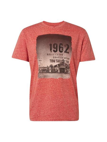 gradient print tee - 17484/basic red snow melange