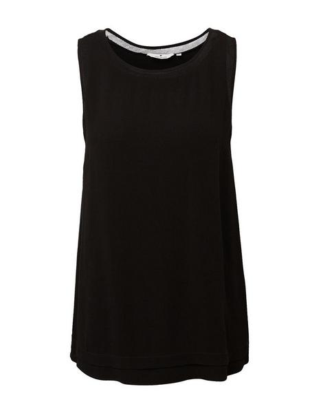 sleeveless blouse with mesh - 14482/Deep Black