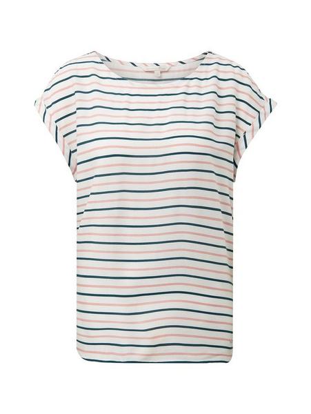 printed sporty blouse - 18887/white rose green str