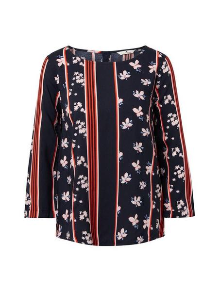 blouse with back placket - 18726/navy stripe and f