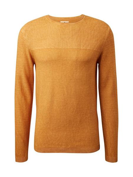 washed structured sweater - 10680/Flame Brown