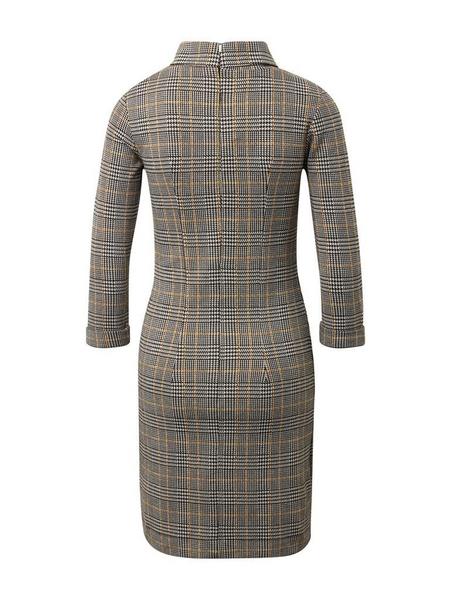 glencheck shift dress - 19092/black white yellow g