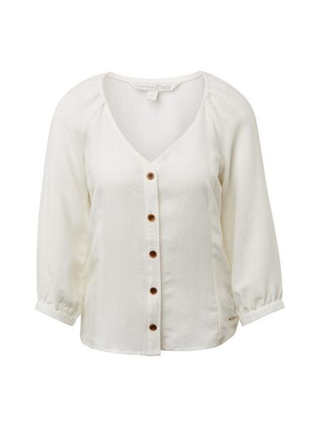 button-down puff sleeve blouse - 10332/Off White