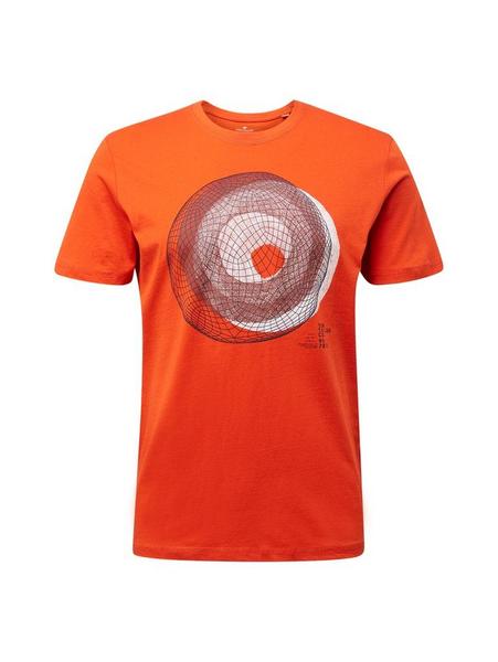 crew neck t-shirt with print - 18787/orange red
