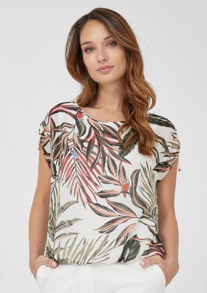 BLUSE KURZARM - 01A2/white AOP