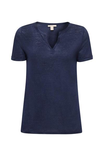 Henley Linen T - E400/NAVY