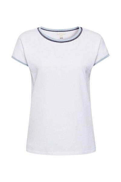 Lurex Trim Tee - E100/WHITE