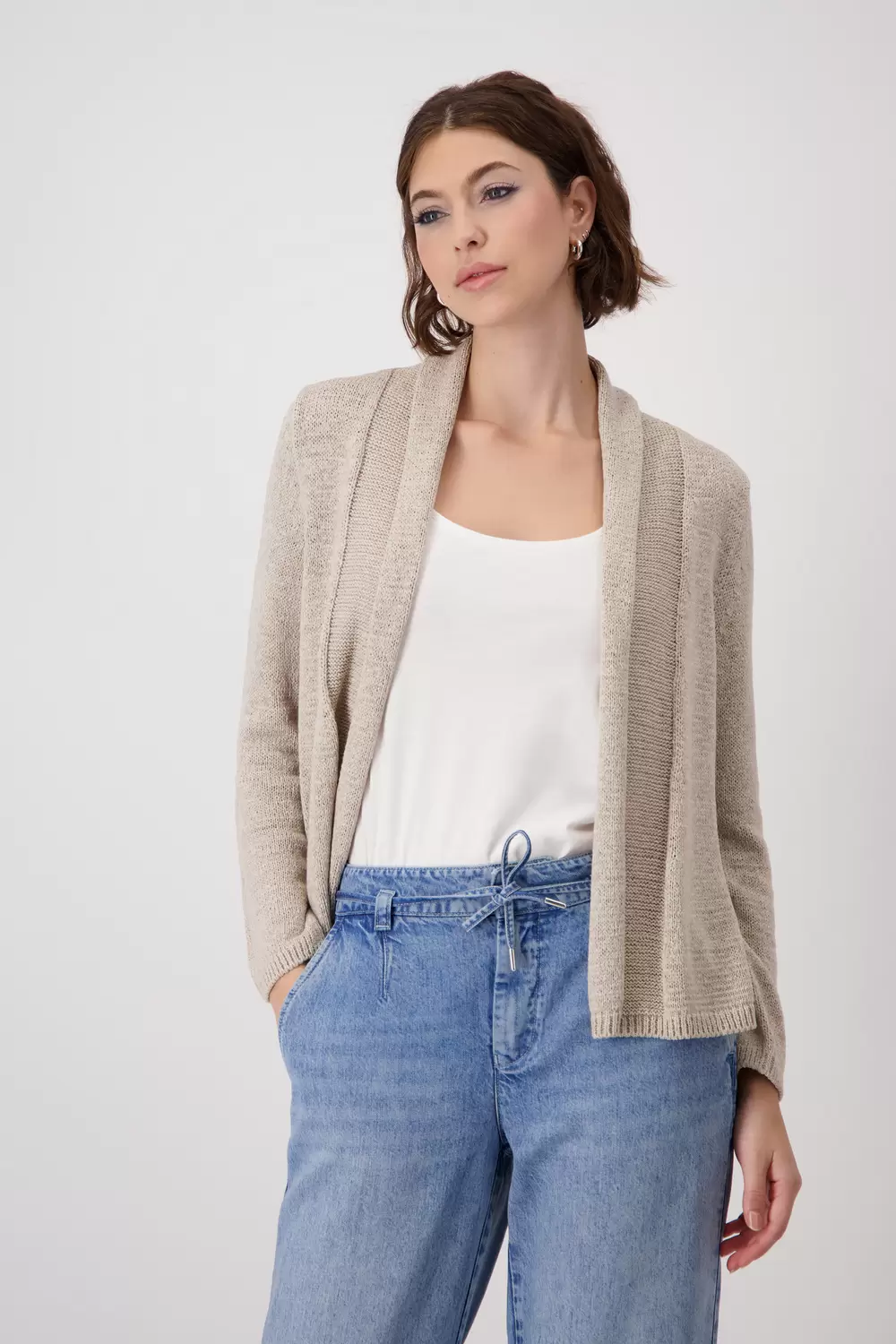 Strickjacke, warm sand