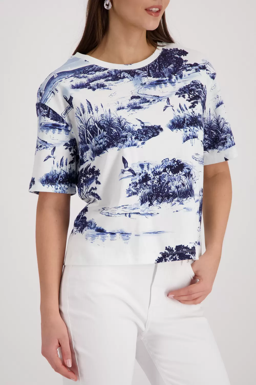 T-Shirt, marine gemustert