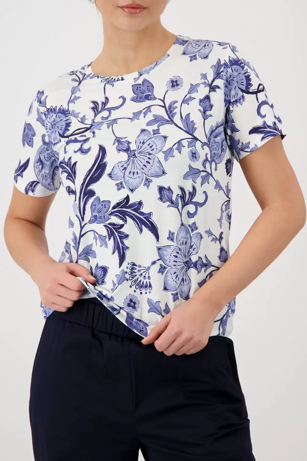 T-Shirt, marine gemustert