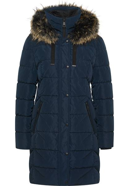 Mantel Kurz mit Webpelz - 850/navy