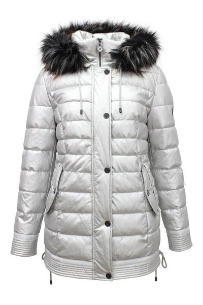 Jacke Daunen mit Webpelz - 90/silver