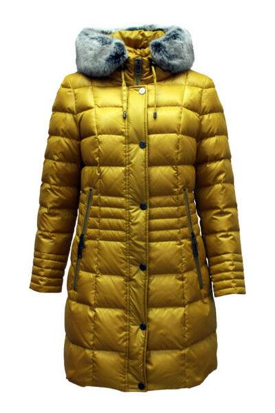 Jacke Daunen mit Webpelz - 17/curry