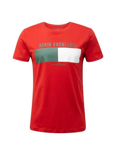 T-shirt with print - 19586/china red