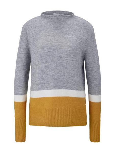 cosy colorblock pullover - 20331/grey yellow color