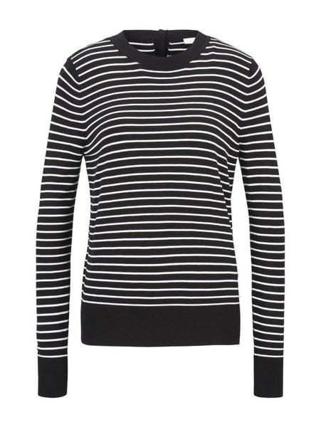 easy stripe pullover - 15309/Black With White Stri