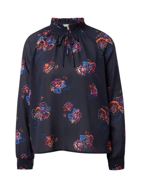 printed chiffon blouse - 20671/navy flower allover