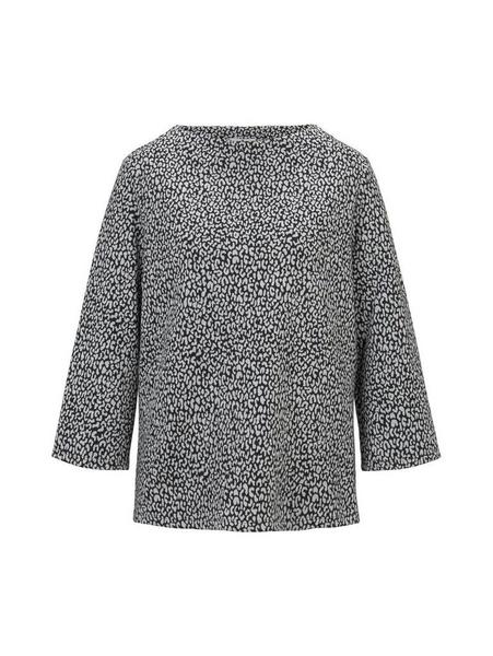 sweatshirt leo jacquard - 20568/black white leopar