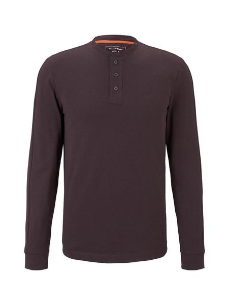 piquee henley Tee - 13683/Tawny Port Red Non-Solid