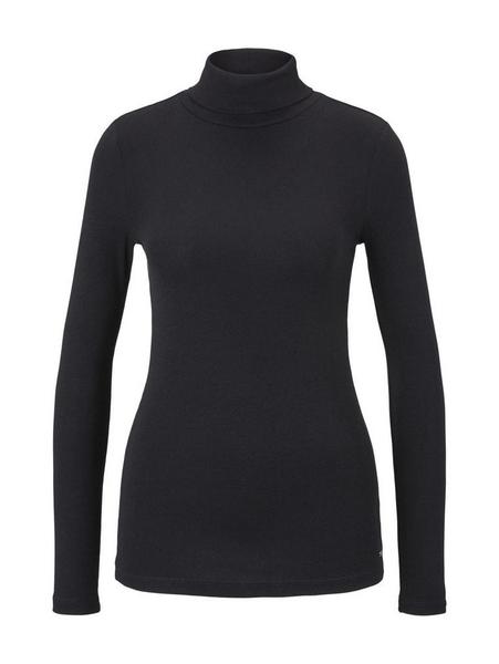 basic roll neck longsleeve - 14482/Deep Black
