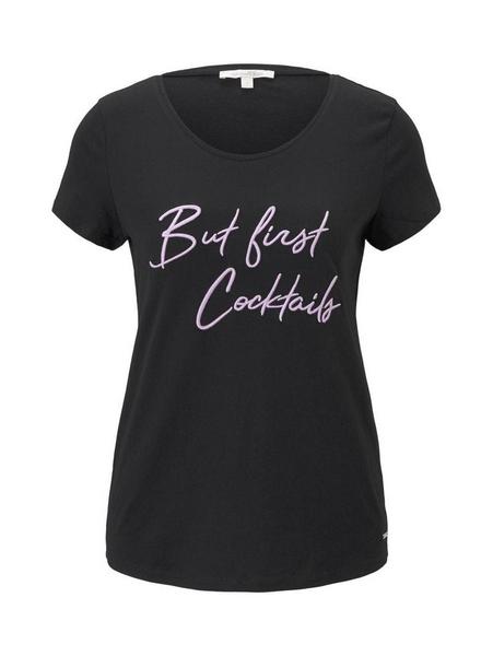 jersey tee with embroidery - 14482/Deep Black