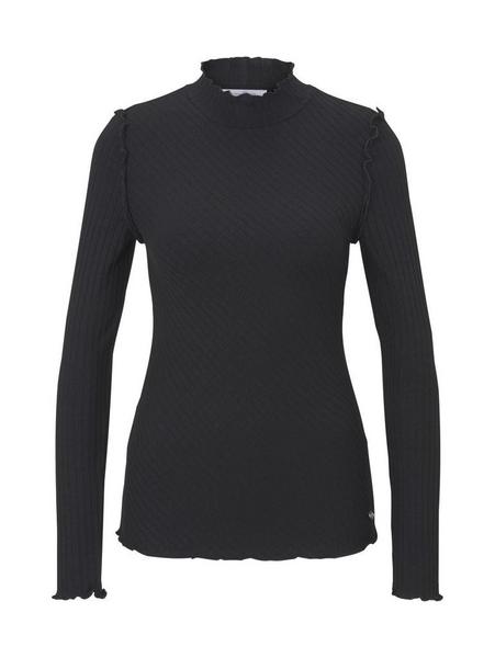 rib tee with contrast details - 14482/Deep Black