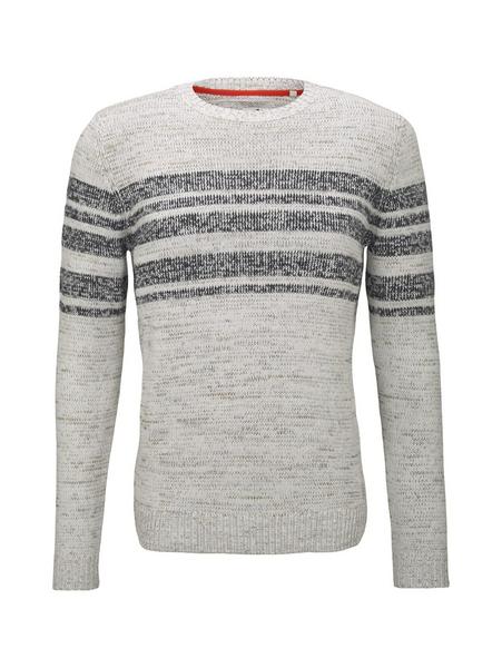 striped crew neck sweater - 21158/offwhite beige f