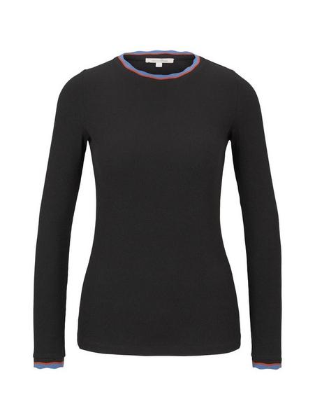 longsleeve tee with rib detail - 14482/Deep Black