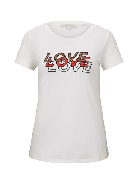 basic tee with flock print - 10332/Off White