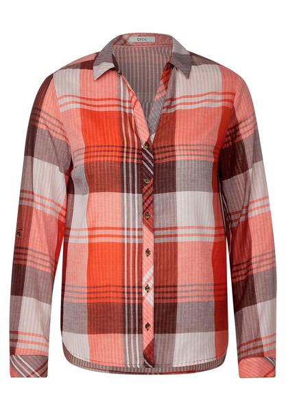 TOS Check Double Face Blouse - 32539/funky orange