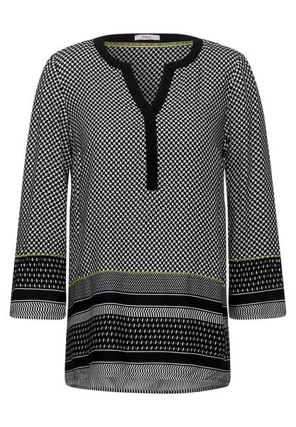 TOS Border Print Long Blouse - 22259/light alabast