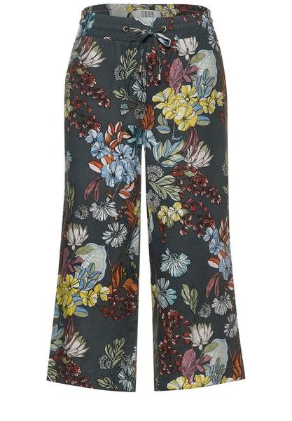 LINEN_flower print wide leg - 31687/slate green