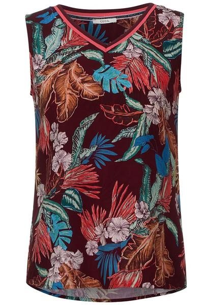 TOS Flower Print Top - 33133/red grape