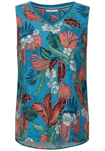 TOS Flower Print Top - 31813/cool lagoon blue