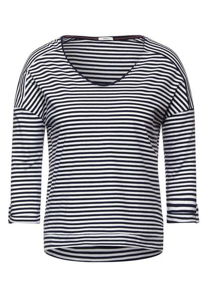 NOS Basic Rounded V-Neck Strip - 20128/deep blue