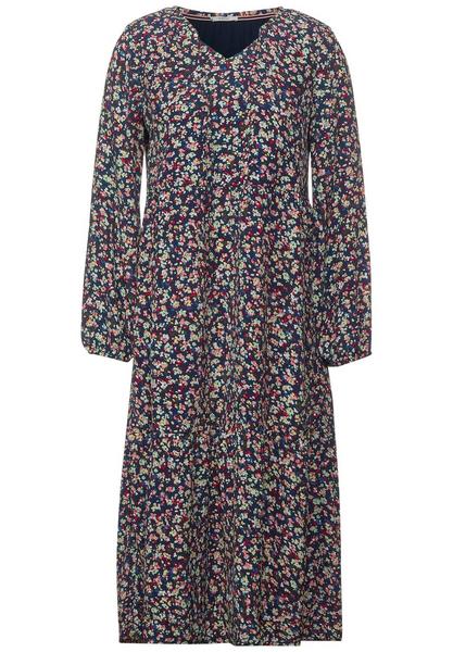 Light Crepe Print Dress - 30128/deep blue