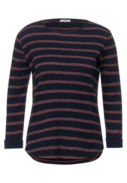 TOS Stripe Slub Knit T-Shirt - 20128/deep blue