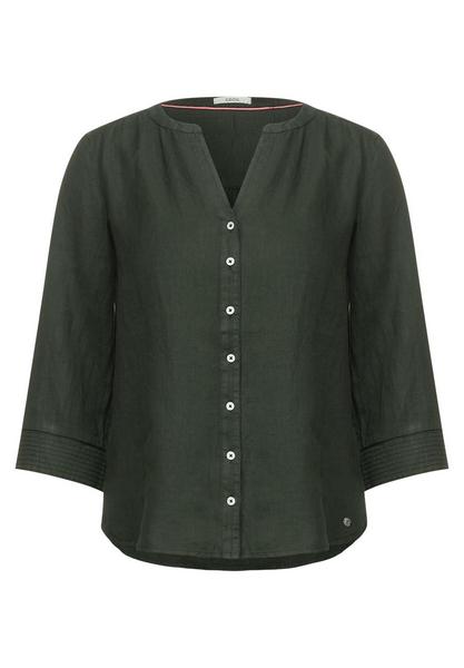LINEN_Blouse solid - 13439/deep khaki